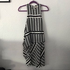 Edun silk geometric black & white cocktail dress